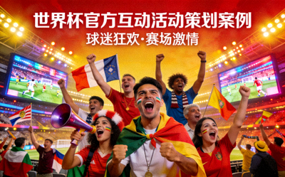 世界杯官方互动活动策划案例封面 - 球迷在赛场欢呼庆祝