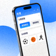 体育服务图标 - 一个手机屏幕上显示着体育应用界面